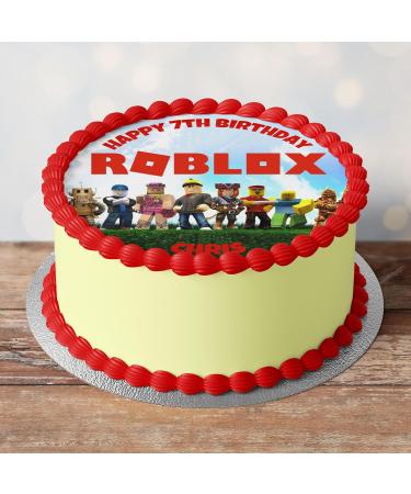 Roblox Themed Personalised PRECUT Cake Topper 8 Inch Round Edible Icing Sheet Birthday Cake Decoration - Buy Online on GoSupps.com