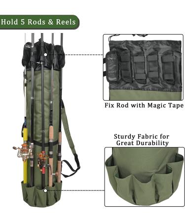 Fishing Rod Bag Pole Holder Fishing Rod Carrier Case Holds 5 Poles Travel Case Waterproof Lightweight Tackle Box Multifunctional Stand Fishing Bags Large Capacity Fishing Gear Organizer Gift for Men Khaki Green - Buy Online on GoSupps.com