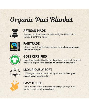 Indi by Kishu Baby Organic Paci Blanket - Fairtrade GOTS Certified Cotton Muslin Mini Baby Blanket (Sage) - Buy Online on GoSupps.com