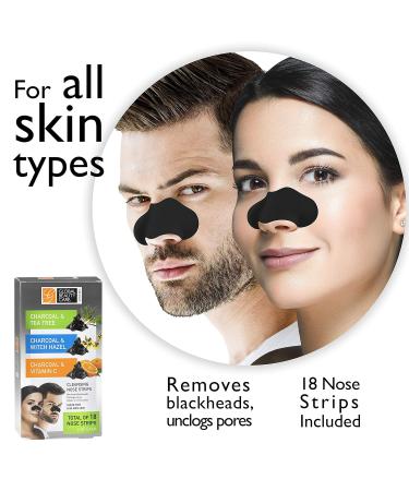 Global Beauty Care Premium Variety Pack Nose Cleansing Strips - Charcoal, Tea Tree, Witch Hazel & Vitamin C (18 Ct) | Blackheads Removal Strips - Buy Online on GoSupps.com