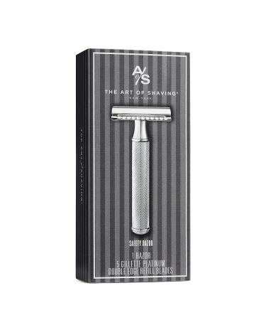 The Art of Shaving Men's Safety Razor with 5 Blade Refills - Double Edged, Closed Comb Design, Engraved Chrome Plated Handle - Buy Online on GoSupps.com