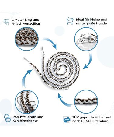 Adjustable Reflective Dog Leash 2m - Weatherproof & Tearproof for Small to Large Dogs - Paracord Holds 250kg Durable White & Brown - Buy Online on GoSupps.com