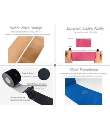 Kinesiology Tape - 20 Strips 10 Inch Hypoallergenic Elastic Sports Tape for Pain Relief - Waterproof & Breathable - Black - Buy Online on GoSupps.com