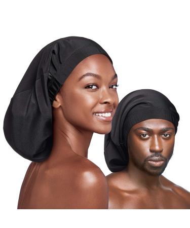 Red by Kiss Unisex Silky Spandex Loc Cap  Dreadlocks & Braids Cap  Shower Cap  Sleep Cap  Black (X-Long)