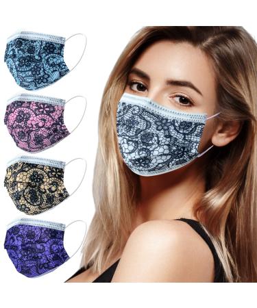 Disposable Face Masks for Adults, Individually Wrapped Masks for Women Men with Cute Printed Designs, Breathable & Comfortable Face mask with Adjustable Nose Wire and Elastic Ear Loops. 50Pcs L-multicolor