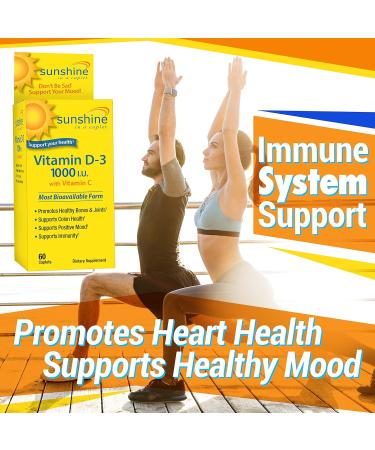 Sunshine Vitamin D-3 1000 IU for Healthy & Strong Bones - 60 Servings - Buy Online on GoSupps.com