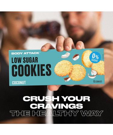Body Attack Low Sugar Coconut Cookies - 130g | Protein Snack No Aspartame Made in Germany - Buy Online on GoSupps.com