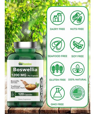 TNVitamins Boswellia Serrata Extract Capsules | 1200mg (120ct) | Joint Support Supplement with Ayurvedic Herb Indian Olibanum - Buy Online on GoSupps.com