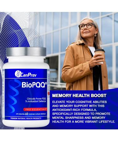 CanPrev - BioPQQ Supplement 60 v-Caps - PQQ Pyrroloquinoline Quinone for Memory Support Heart Health Healthy Aging and Cognitive Health - Antioxidant Supplement - Buy Online on GoSupps.com