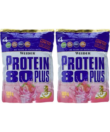 Weider Protein 80 Plus 2-Pack (2 x 500g) Strawberry - High Quality Protein for Optimal Performance - Buy Online on GoSupps.com