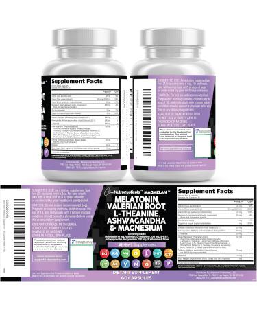 Clean Nutraceuticals Melatonin 10mg Valerian Root L Theanine 200mg Ashwagandha - Sleep Support for Women & Men with Magnesium Complex, Lemon Balm, Chamomile, & Passion Flower - 60 Caps 60 Count (Pack of 1) - Buy Online on GoSupps.com