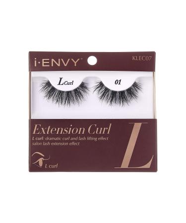 i-Envy False Eyelashes L Curl Natural Lashes Salon Lash Extension Effect 1 Pair (Pack of 1) L Curl - 7