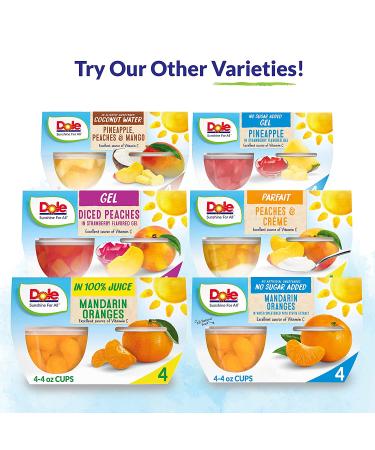 Dole Fruit Bowls Diced Peaches No Sugar Added, Gluten Free Healthy Snack, 16 Ounce - Pack of 4 - Buy Online on GoSupps.com