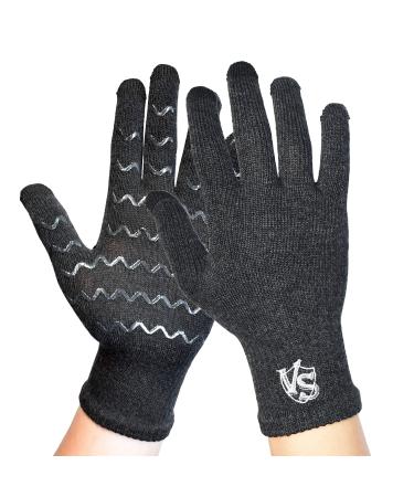 Vital Salveo Full Finger Touchscreen Arthritis Gloves NonSlip Carpal Tunnel-Pair-Dark Grey-M Dark Grey Medium