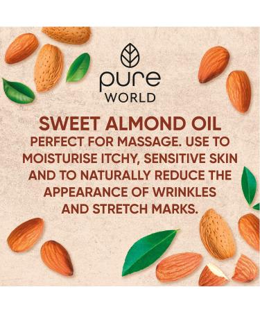 Pure World Natural Almond Oil 100 ML - Premium Italian Quality, 100% Pure & Undiluted for Skin, Nails & Body - Vegan & Edible - Almond 100ML - Buy Online on GoSupps.com
