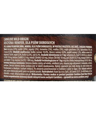 Carnilove Wild & Reindeer Grain Free Adult Dogs 400g - Buy Online on GoSupps.com