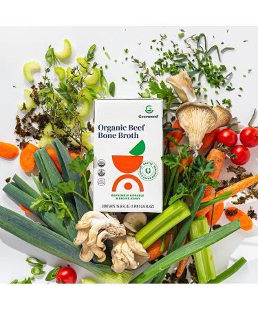 Gourmend Foods Organic Beef Broth | Low FODMAP Certified | Deliciously Digestible  Gut Friendly  IBS Friendly | Onion & Garlic Bulb Free | Unsalted  No Fillers or Preservatives | 16.9 Ounce (Pack of 3) 3 Pack - Buy Online on GoSupps.com