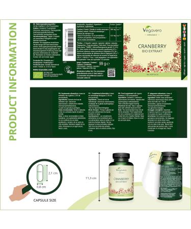 Organic Cranberry Extract Vegavero | 180 Capsules | Natural Support for Urinary Infections | Vegan-Friendly and Additive-Free - Buy Online on GoSupps.com