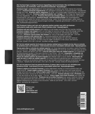 ZWILLING 6 Piece Premium Black Cowhide Leather Zip Manicure Set with Compact Nail Clippers - Buy Online on GoSupps.com