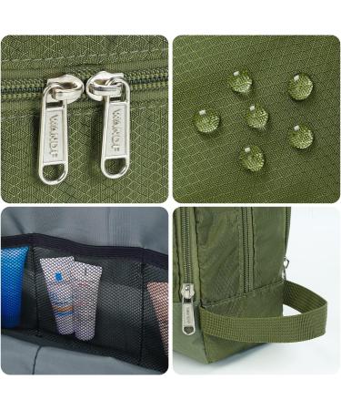 WANDF Water-Resistant Nylon Toiletry Bag - Lightweight Dopp Kit for Men and Women - A-Pure Army Green - Buy Online on GoSupps.com