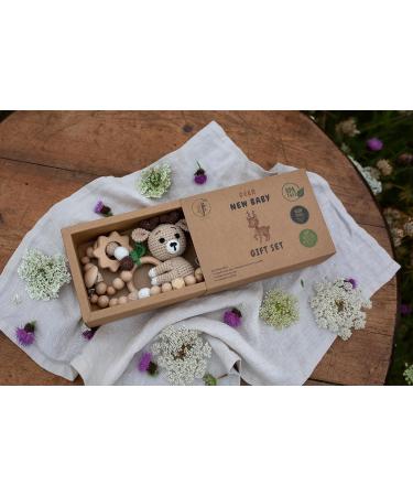 Vintage New Baby Gift Set with Crochet Rattle (Deer/Elk) | Newborn Baby Shower Gift Box for Boy and Girl - Buy Online on GoSupps.com