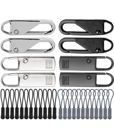 Zipper Pendant for repair 34 packs 10 x metal RV Zipper 24 x Nylon RV tubes replacement zipper zipper zipper for jacket backpack pants tent rv slider tabs