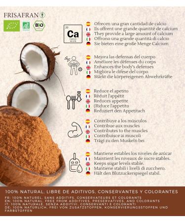 Frisafran Organic Coconut Blossom Sugar - 1kg | Premium Coconut Sugar for Baking & Sweetening - Buy Online on GoSupps.com