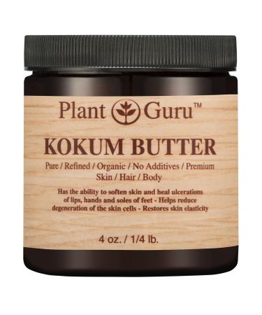 Raw Kokum Butter 4 oz. Jar - 100% Pure Natural Cold Pressed - Great for Skin Body and Hair Moisturizer DIY Creams Balms Lotions and Soap Making.