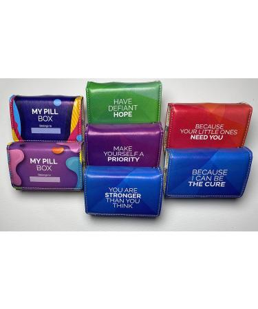 Weekly Pill Box Organizer - 8 Compartments Portable Travel Case with Folding Cover for Medication & Supplements - Purple Adult - Buy Online on GoSupps.com