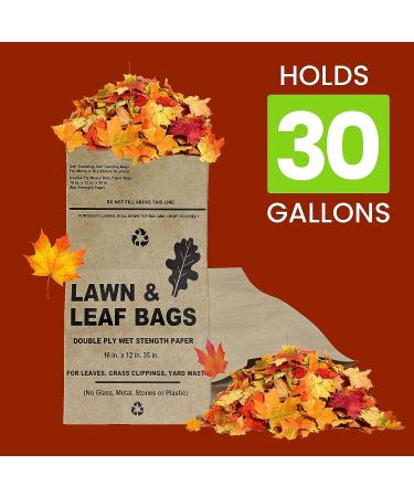 30 Gallon Lawn and Leaf Bags - Pack of 10 - Tear Resistant Eco-Friendly Trash Bags for Wet/Dry Leaves, Grass Clippings, Twigs - Brown Recyclable and Compostable Yard Bags - Biodegradable - Buy Online on GoSupps.com