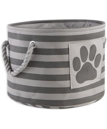 Bone Dry Small Round Gray Striped Paw Patch Pet Storage Bin - Buy Online on GoSupps.com