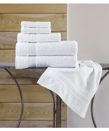 White Bath Towels Set - Quick-Dry, Soft & High Absorbent 100% Cotton - 6 Piece Set for Bathroom, Guests, Pool, Gym, Camp & Travel - Buy Online on GoSupps.com