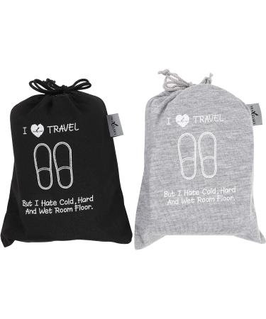Portable Travel Foldable Slippers Open Toe Hotel Spa Slippers Cotton Non-Disposable Guests Slippers Business Trip Flight Slippers with Pouch Indoor House Shoes Anti-Skid Footwear Fit Men and Women 6 UK Black Grey - Buy Online on GoSupps.com