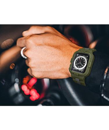 GELISHI Apple Watch Band 45mm/44mm/42mm with Rugged Bumper Case | Army Green Military Band for Watch Series 8/7/6/SE/5/4/3/2 | Protector and Sport Band - Buy Online on GoSupps.com