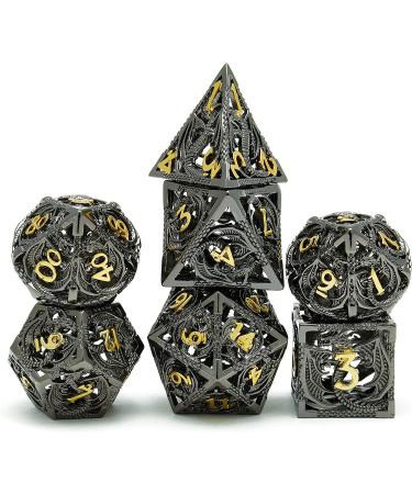 Metal Dice Set - D&D Hollow Polyhedral Dice for RPG Games - Black & Gold - Buy Online on GoSupps.com