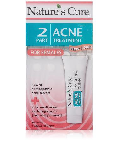 Nature's Cure Two-Part Acne Treatment System  for Women  1 month supply (60 Tablets  1 Ounce Cream - Pack of 1)