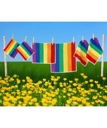 Lashuma Wash Gloves - Terry Cloth 4-Pack Rainbow Striped Washcloths 15x21 cm Soft & Absorbent Towels for All Skin Types | International Shipping - Buy Online on GoSupps.com
