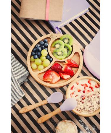 ShipShape Bamboo Baby Weaning Set | Suction Plates & Bowls | Includes 2 Spoons, Silicone Bib & Free eBook | Toddler Feeding Set with Bamboo Plates in Digital Lavender - Buy Online on GoSupps.com