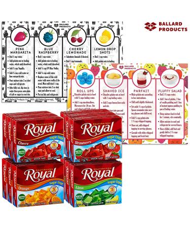 Royal Sugar Free Gelatin Variety Pack of 12 - Strawberry, Lime, Orange, Cherry | Low Carb, Fat Free Desserts | Keto Snacks | Includes Jello Shot Recipe Card - Buy Online on GoSupps.com