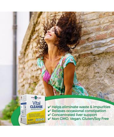 Vital Planet 14-Day Cleanse with Milk Thistle & Herbs - Natural Supplement for Occasional Constipation - 56 Capsules - Buy Online on GoSupps.com