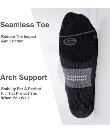 CELSERSPORT 6 Pack Running Ankle Socks - Cushioned Low Cut Athletic Tab Sport Socks for Men and Women - Black/Grey (Large) - Buy Online on GoSupps.com