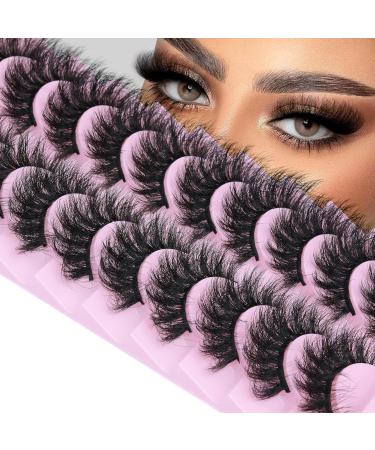 20MM Fluffy Wispy Mink Eyelashes - Thick Volume Strip Lashes (10 Pairs) | Dramatic & Curly False Lashes - Buy Online on GoSupps.com