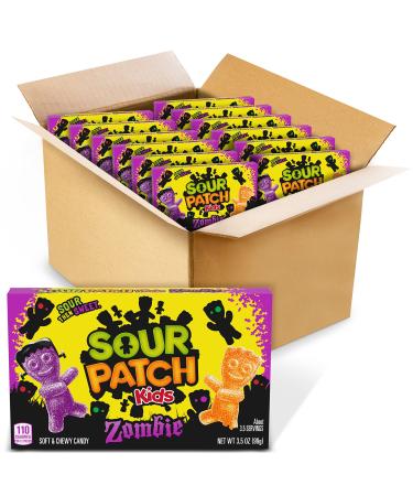 SOUR PATCH KIDS Zombie Orange & Purple Soft & Chewy Halloween Candy, 12 - 3.5 oz Trick or Treat Boxes