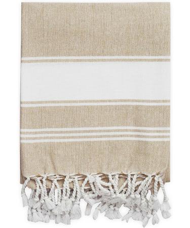 2-Piece Set: 100% Cotton Beach Towel with Beach Bag - Oversized 39x71 Towels for Adults - Quick Dry Sand Towels - Travel Beach Towel - Beige - Buy Online on GoSupps.com
