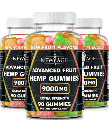 New Age Naturals Advanced Fruit Flavored 3-Pack Hemp Big Gummies 9000mg - Natural Hemp Oil Infused Gummies (270 Gummies)