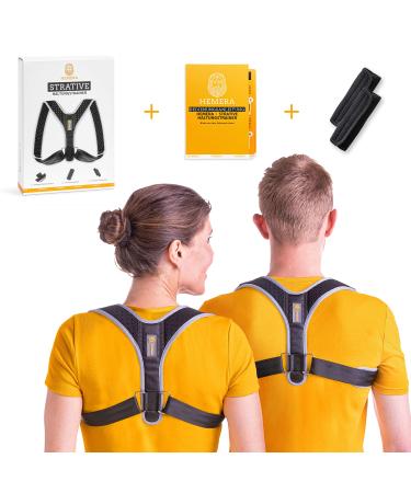 Hemera straightening owners for posture correction against back neck and shoulder pain |Back support against tension black L-XXL