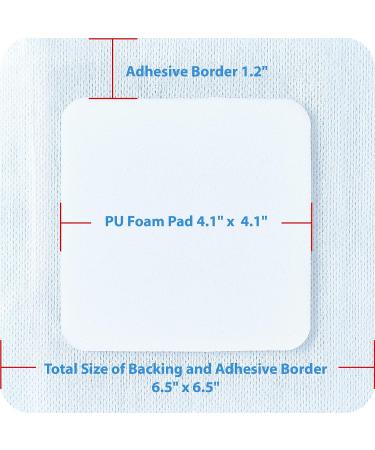 Areza Medical Foam Wound Dressing with Adhesive Border 6.5 x 6.5 Central Foam 4.1 x 4.1 5mm Thickness - 5 per Box - Buy Online on GoSupps.com