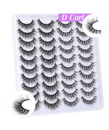 Newcally Mink Fluffy False Eyelashes 20 Pairs D Curl Natural 5D Volume Multipack - Buy Online on GoSupps.com