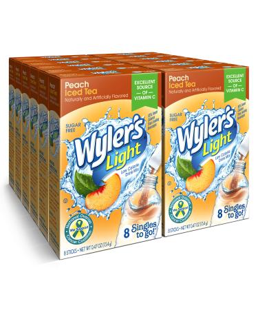 Wyler's Light Singles To Go Powder Packets, Water Drink Mix, 96 Single Servings, Peach Iced Tea, 7 Ounce (Pack of 12), 5.64 Ounce