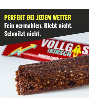 Vollgas Riegel Sauerkirsch - Vegan Organic Energy Bar with 30mg Caffeine | Gluten-Free Sports Bars for Cycling Running Hiking - 20 Pieces - Buy Online on GoSupps.com